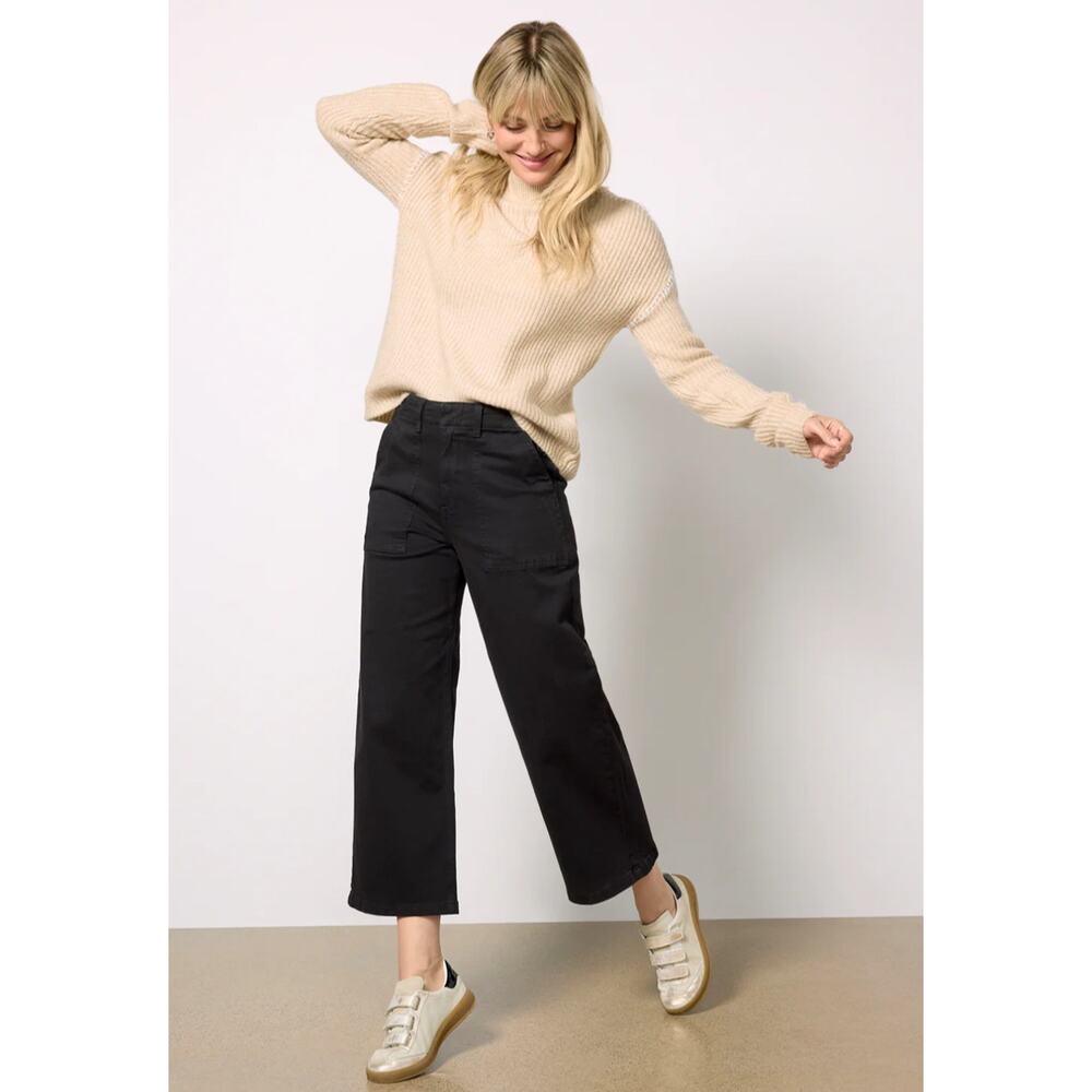 Pistola Sophia Wide Leg Cropped Utility Pants Womens Black Sz 29